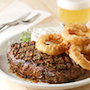 Strip steak and onion rings